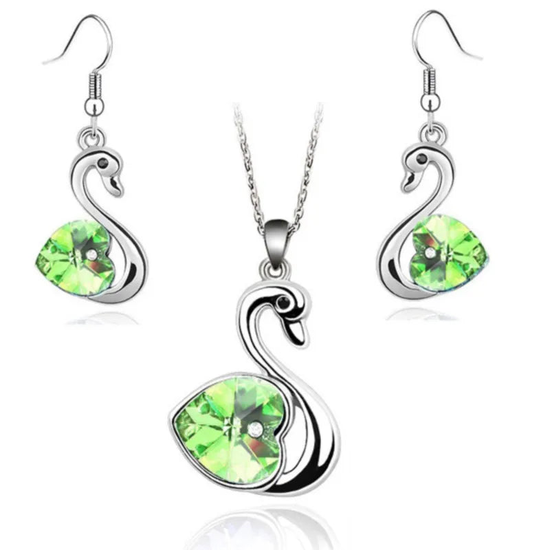 Crystal swan Pendant charm lover fashion Jewelry set birthday gift present Necklace Earring dropshipping quality charm girl date Crystal swan Pendant charm lover fashion Jewelry set birthday gift present Necklace Earring dropshipping quality charm girl date